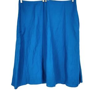 SALE Vintage Ashley Stewart Linen Blend Skater Skirt Blue Luxury Plus Size 24W